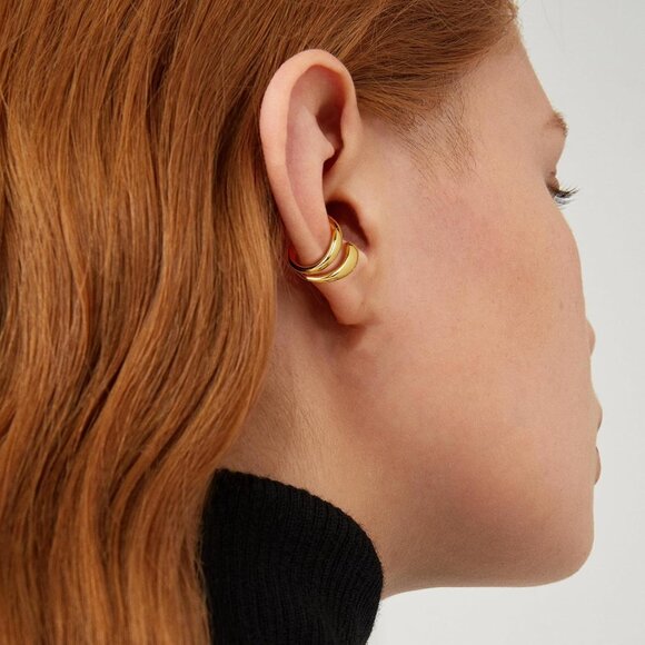 Gold Plated Copper Non Piercing Ear Cuffs for Women - Trendy, Hypoallergenic, Cl - Picture 3 of 6